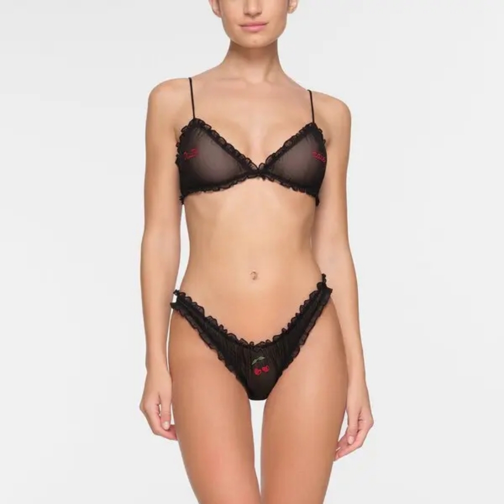NWT SKIMS SLEEPOVER MESH "TRUTH OR DARE" TRIANGLE BRALETTE - Picture 2 of 7